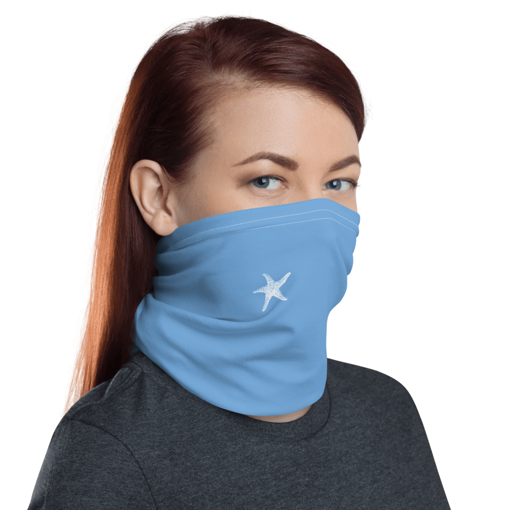 UPF Neck Gaiter / Fishing Sun Buff – Baby Blue Starfish